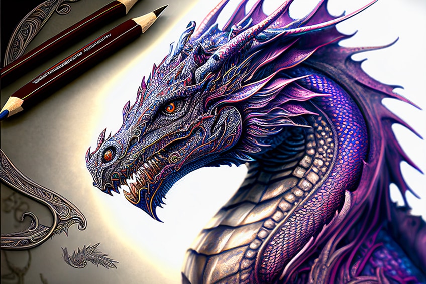 Realistic Dragon Drawing