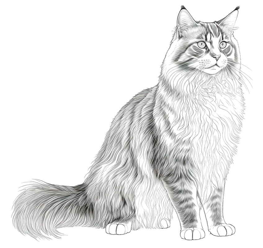maine coone cat coloring page