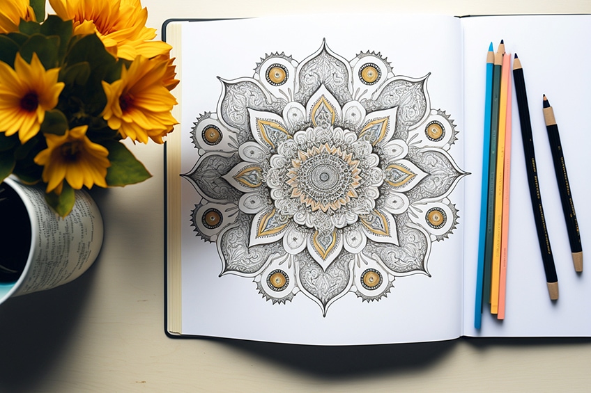 Water colour Mandala for Beginners, How to Draw an Easy Mandala+Water  colour