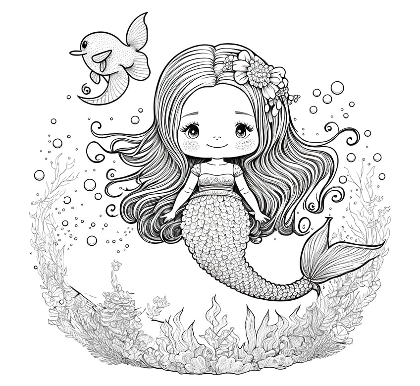 mermaid coloring page 02