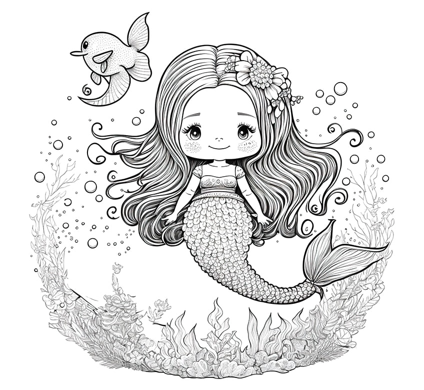 realistic mermaid coloring pages for adults