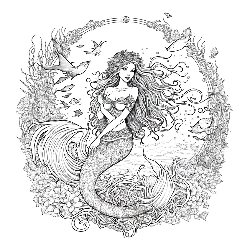 mermaid coloring page 03