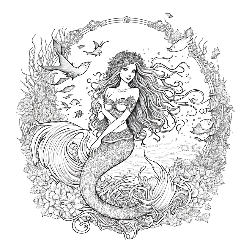 coloring pages of mermaid