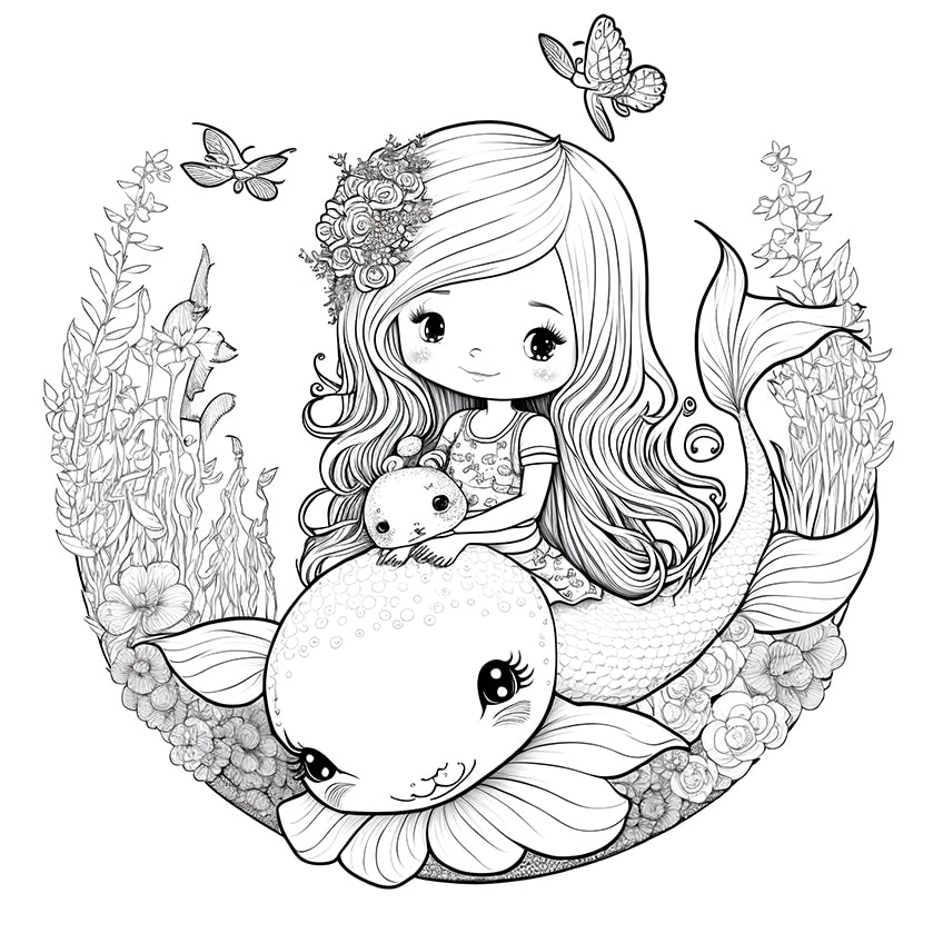 cute mermaid coloring pages