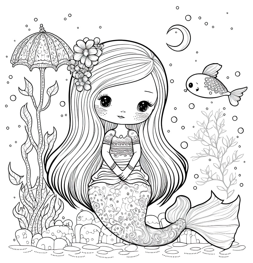 mermaid coloring page 06