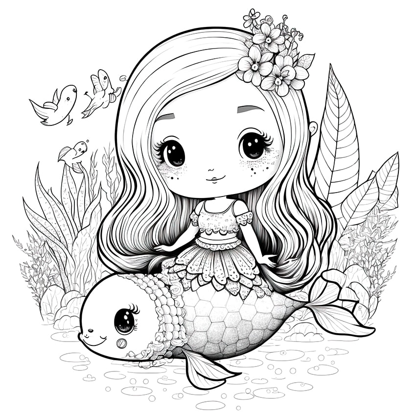 coloring pages of pretty mermaids