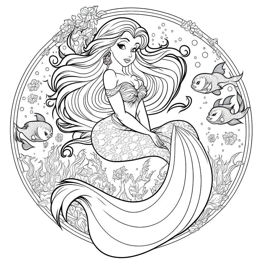 printable coloring full pages of mermaids