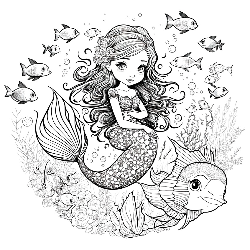mermaid coloring page 11