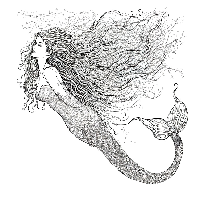 realistic mermaid drawing