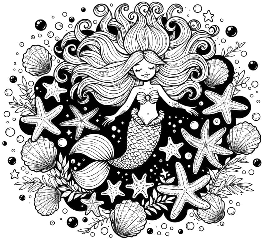 mermaid coloring sheet 01