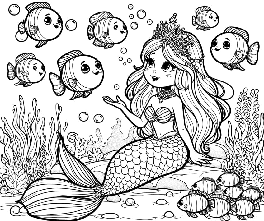 mermaid coloring sheet 09