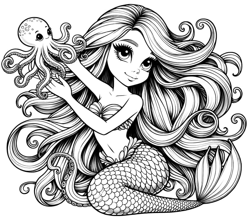 mermaid coloring sheet 10