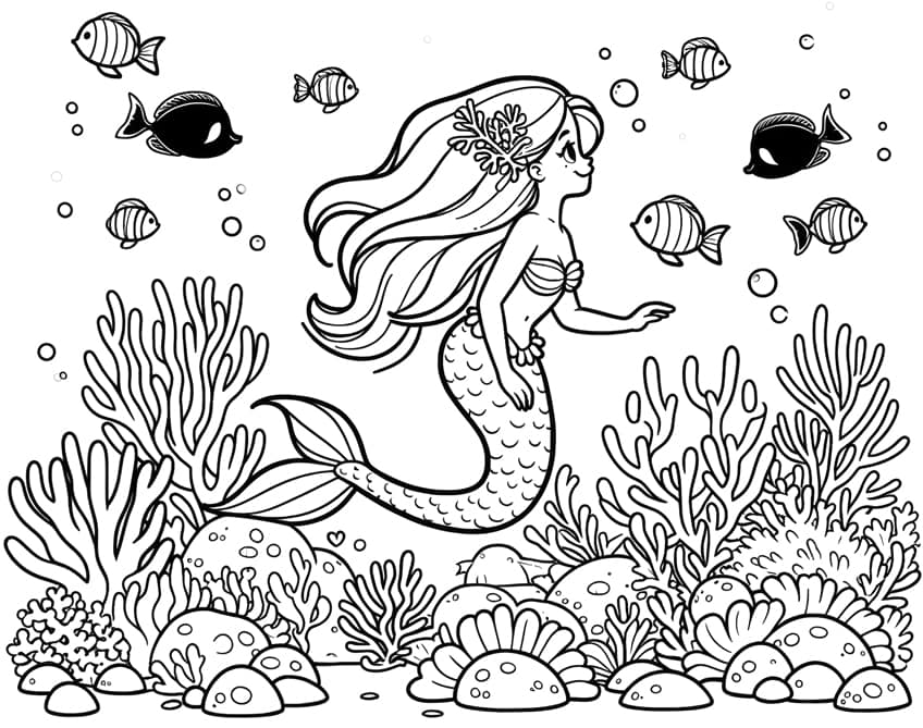 mermaid coloring sheet 11