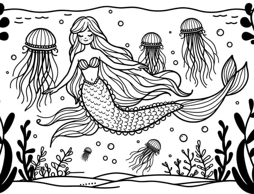 mermaid coloring sheet 13