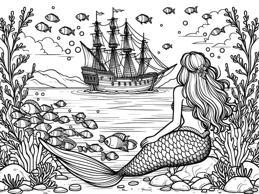 mermaid coloring sheet 14