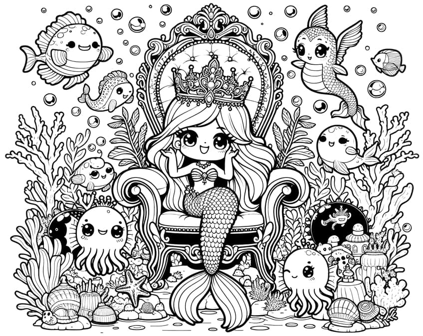mermaid coloring sheet 24