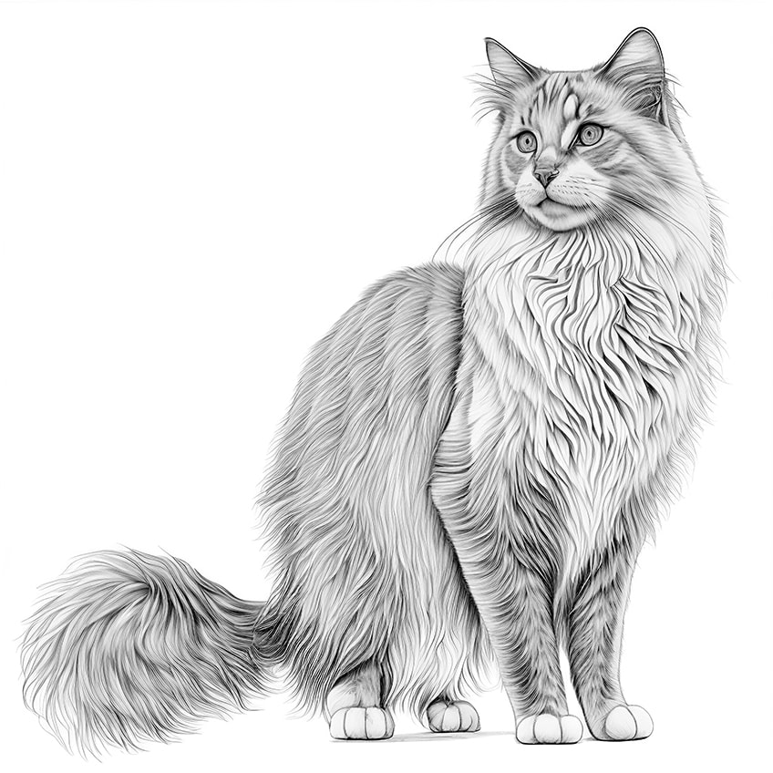 norwegian forest cat coloring page