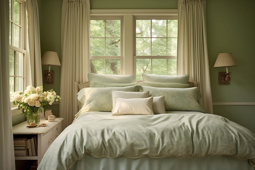 sage green and ivory