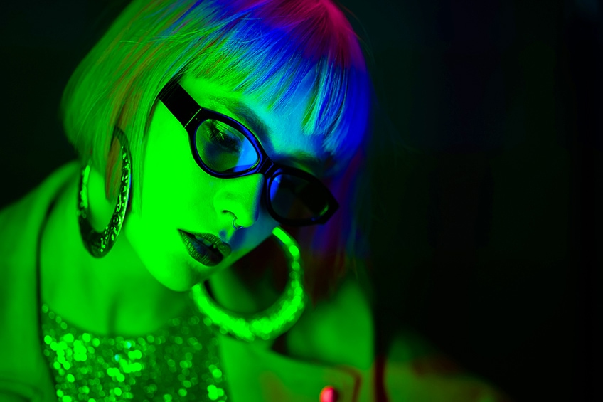 Green neon images on