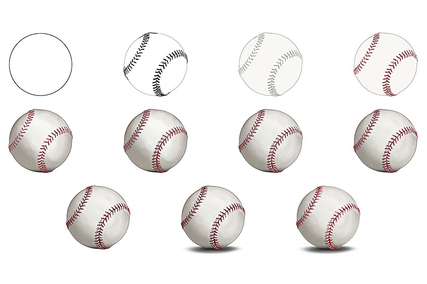 Baseball Drawing Collage