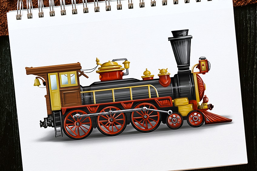 Hd Train Clipart - Train Engine Cartoon Drawing, HD Png Download - kindpng