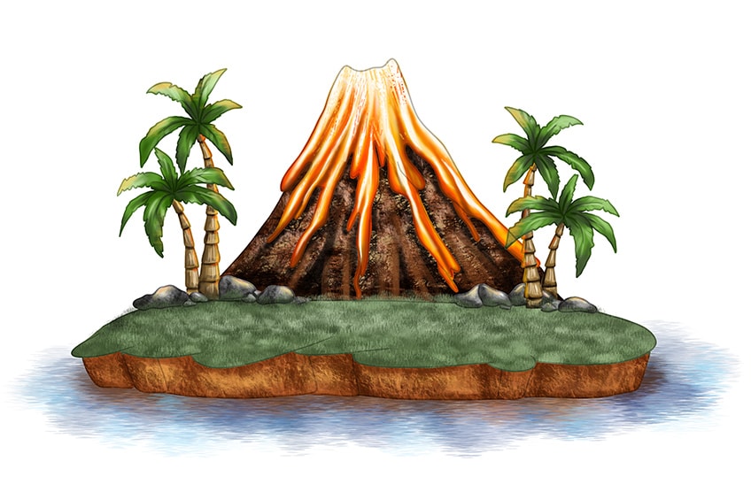 Realistic Volcano Drawing 18