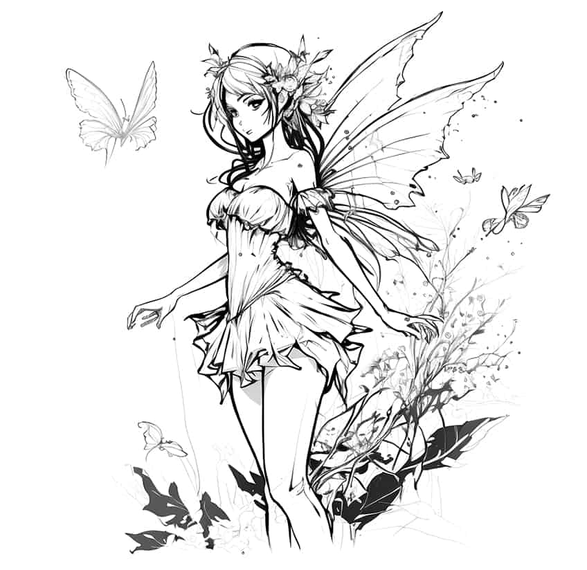 Anime Fairy coloring page  Free Printable Coloring Pages