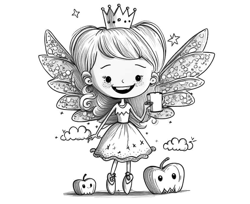 cute tooth fairy coloring page