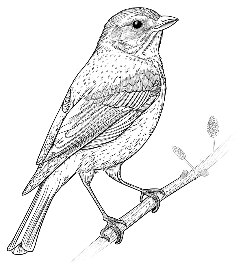 finch bird coloring page