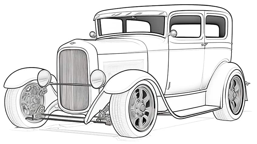 hotrod car coloring page