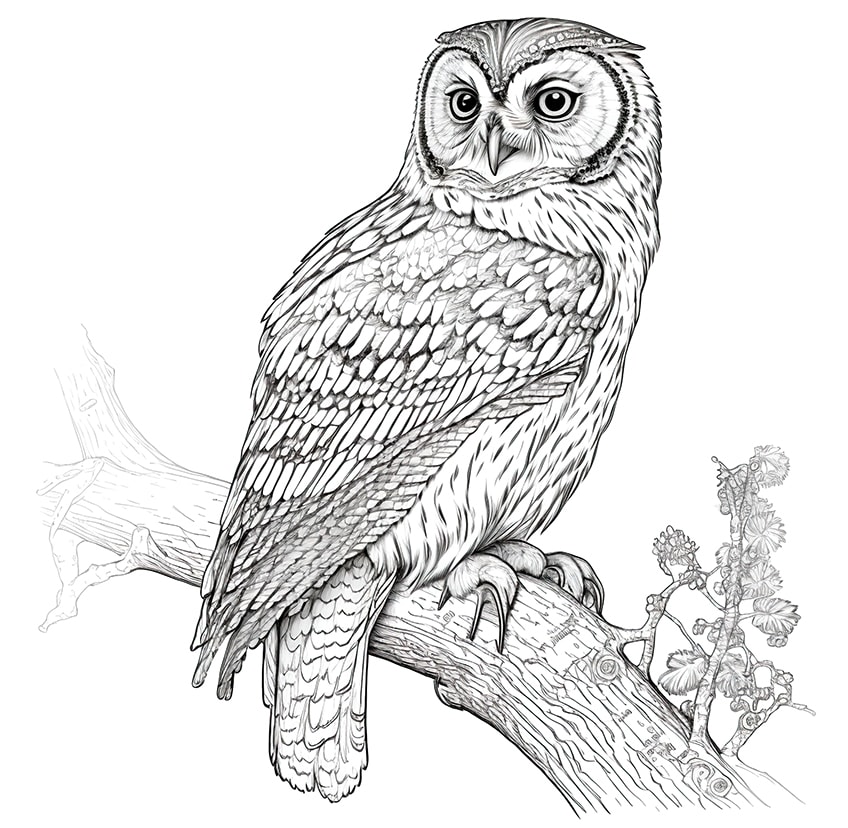 owl bird coloring page