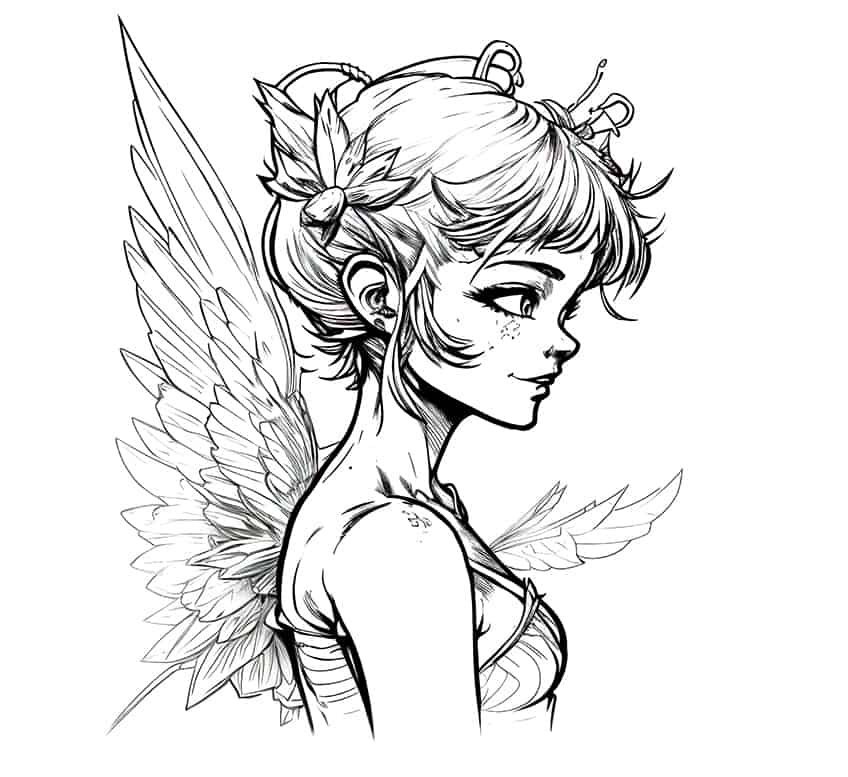 pixie fairy coloring page