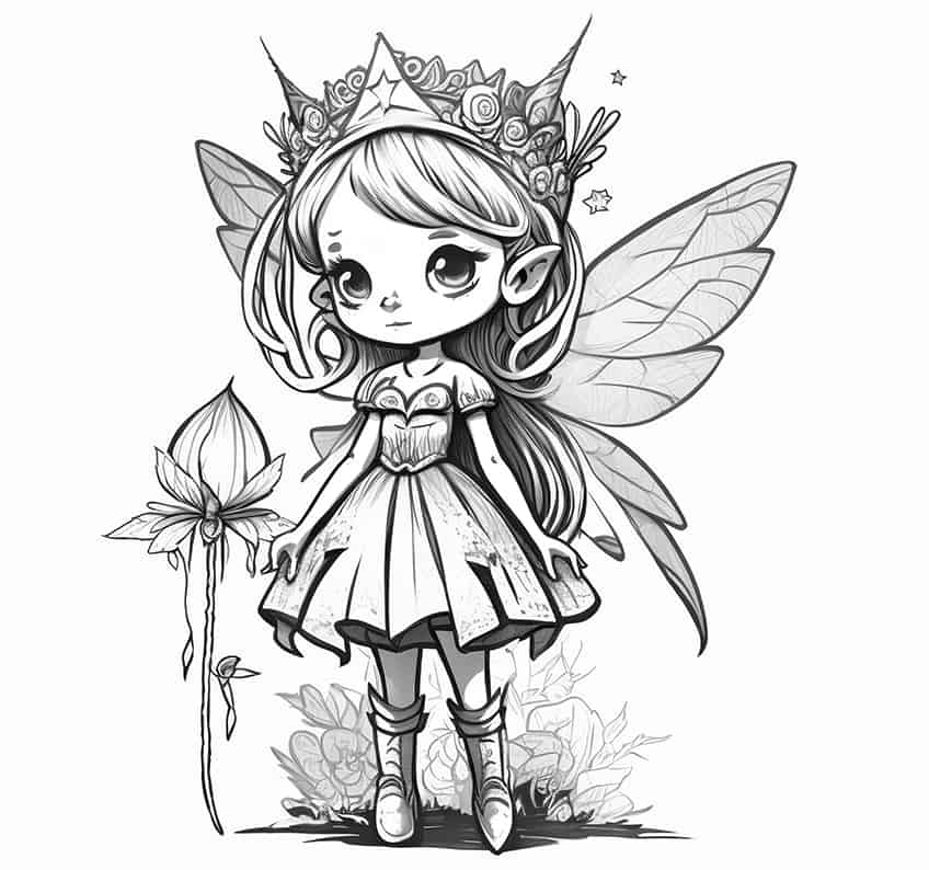 princess fairy coloring page