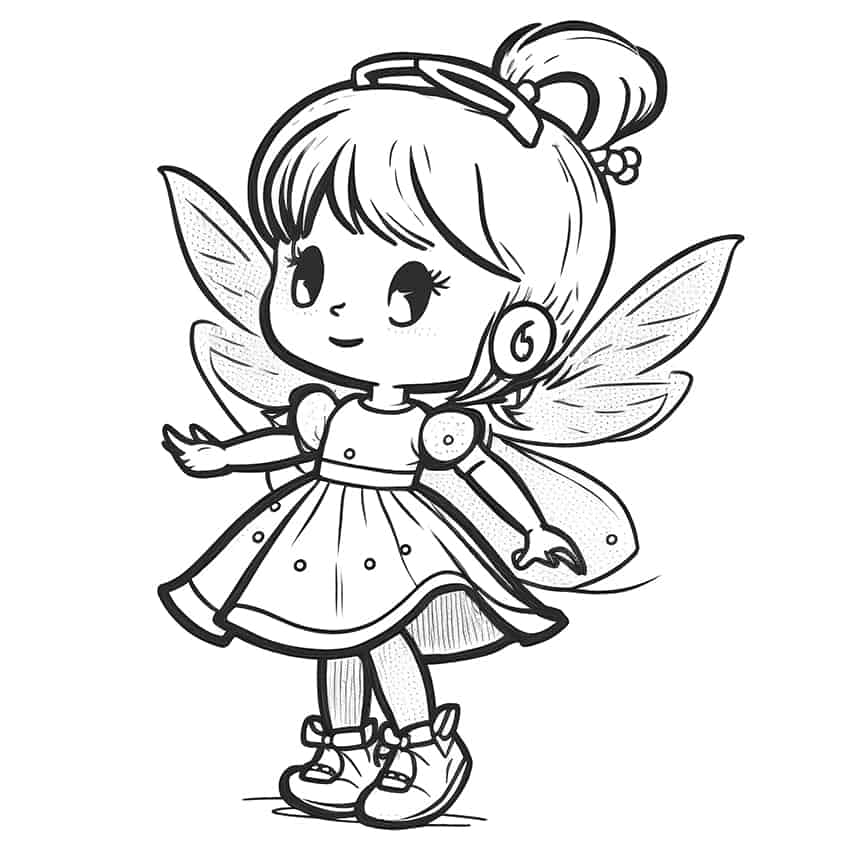 simple comic fairy coloring page