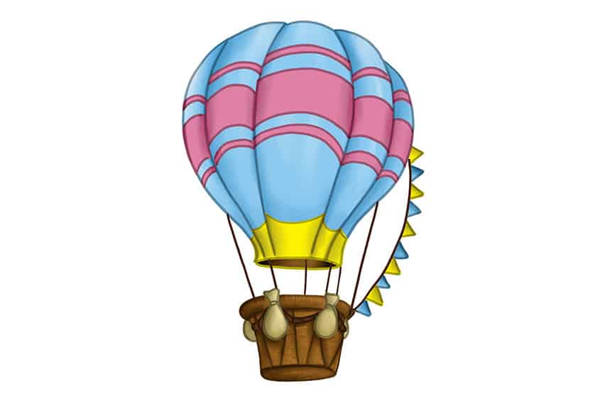 How to Draw a Hot Air Balloon - A Colorful Air Balloon Drawing