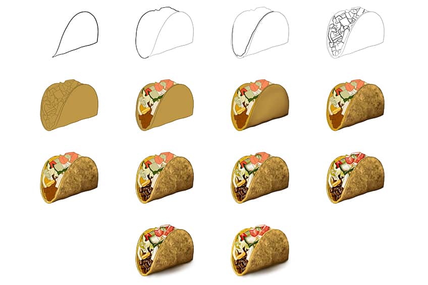 Taco Drawing Collage