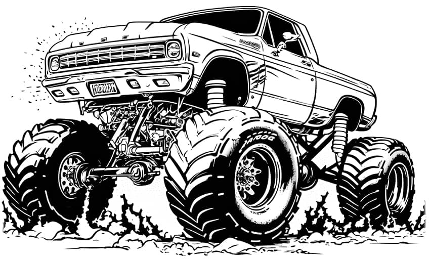 aggressive monster truck coloring page