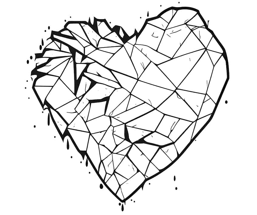 broken heart coloring pages to print