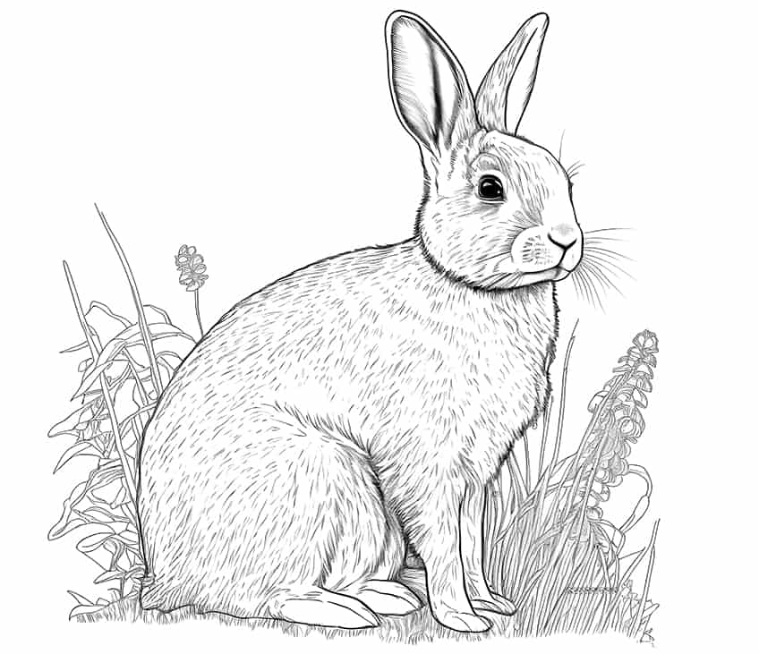 bunny on grass coloring pages
