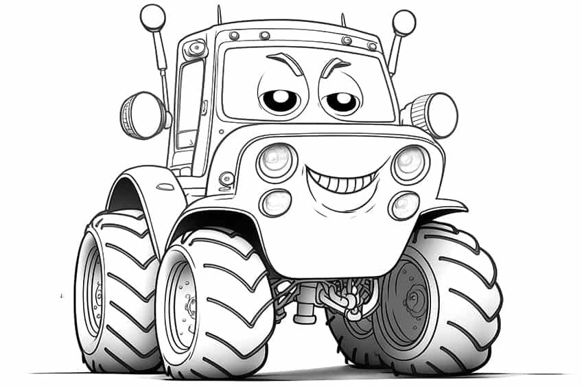 cartoon tractor coloring page