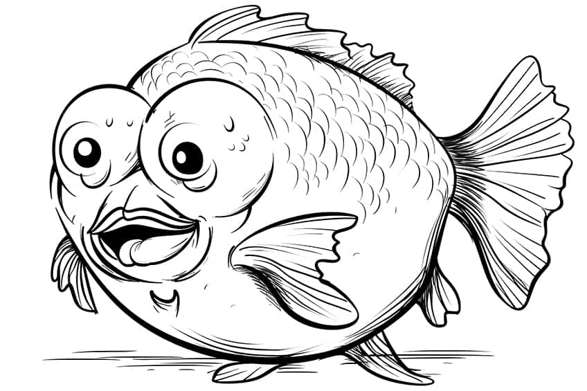 comic fish coloring page