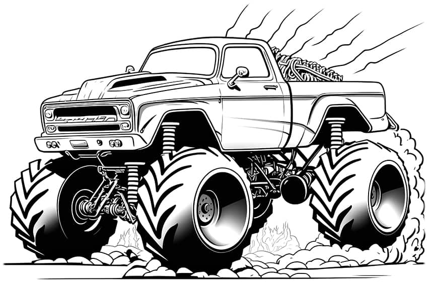 comic monster truck coloring page