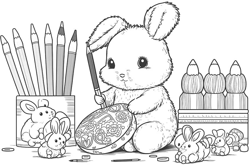 Free rabbit drawing to print and color - Rabbits & Bunnies Kids Coloring  Pages