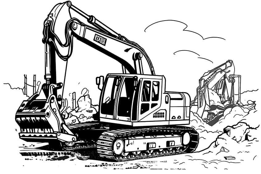 excavator coloring page 02