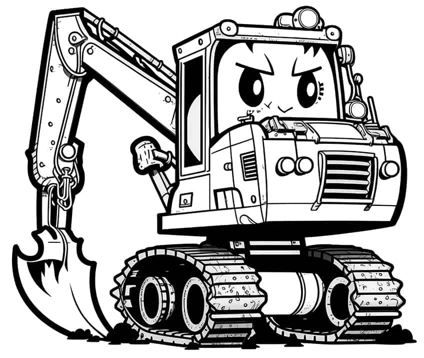 excavator coloring page for kids