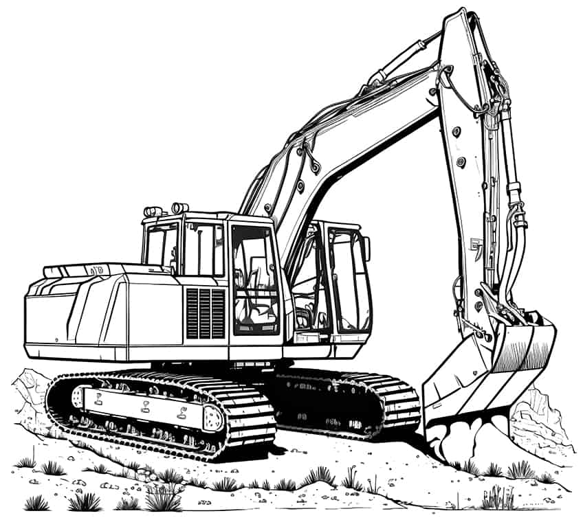 excavator coloring page 04