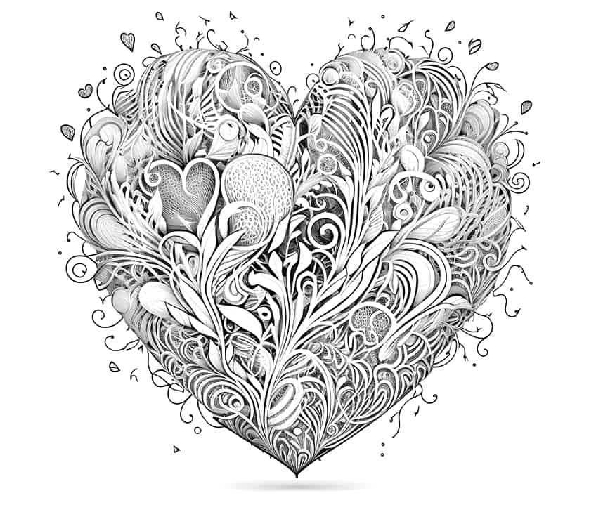 expressive heart coloring page