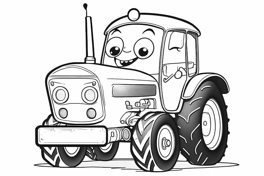 friendly tractor coloring page