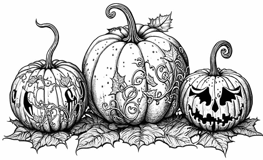 halloween pumpkins coloring page