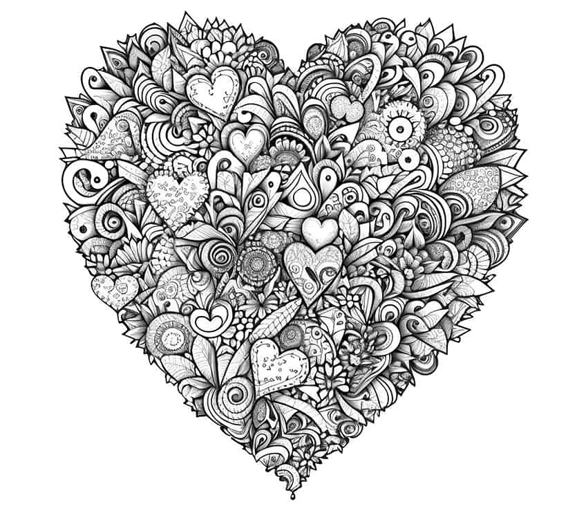 heart filled with hearts coloring-page
